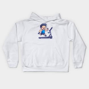 Cute People Running On Treadmill Kids Hoodie